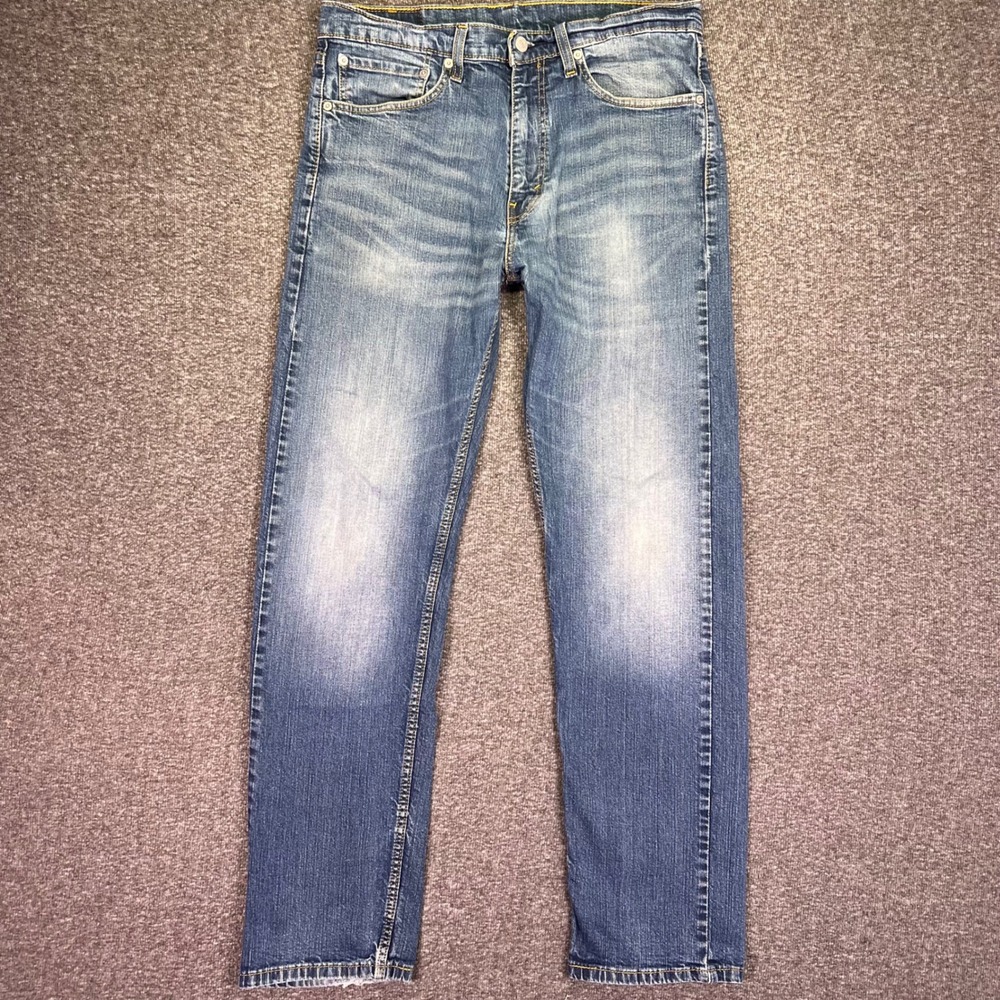Levis 505 Regular Fit Jeans Mens 34 Blue Straight Casual Stretch Denim Pants